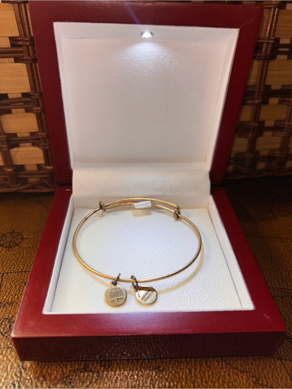 Alex and Ani Gold-Tone Double Charm Bangle Bracelet